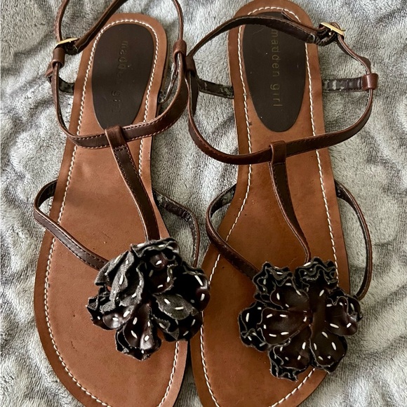 Madden Girl Women’s Brown Floral Sandals Size 8 - Picture 3 of 9